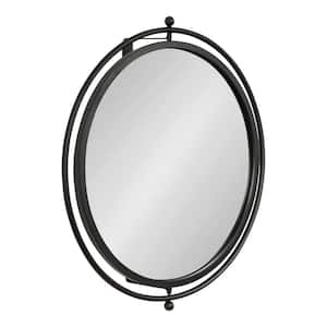 Baron 22.50 in. H x 21.00 in. W Modern Round Black Framed Accent Wall Mirror