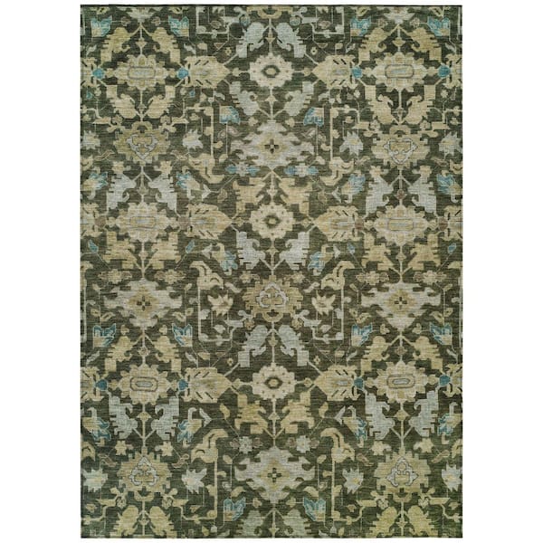Chantille Machine Washable Indoor/Outdoor Abstract ACN2358 Olive 3 ft. x 5 ft. Area Rug