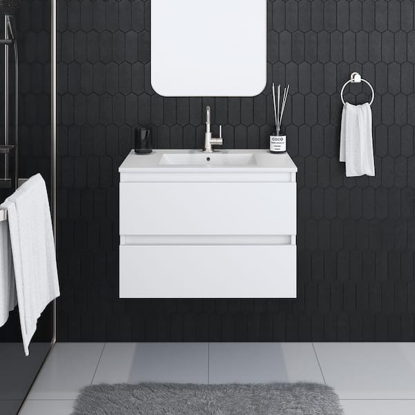 VOLPA USA AMERICAN CRAFTED VANITIES Salt 30 in. W x 20 in. D Bath Vanity in White with Acrylic Vanity Top in White with White Basin