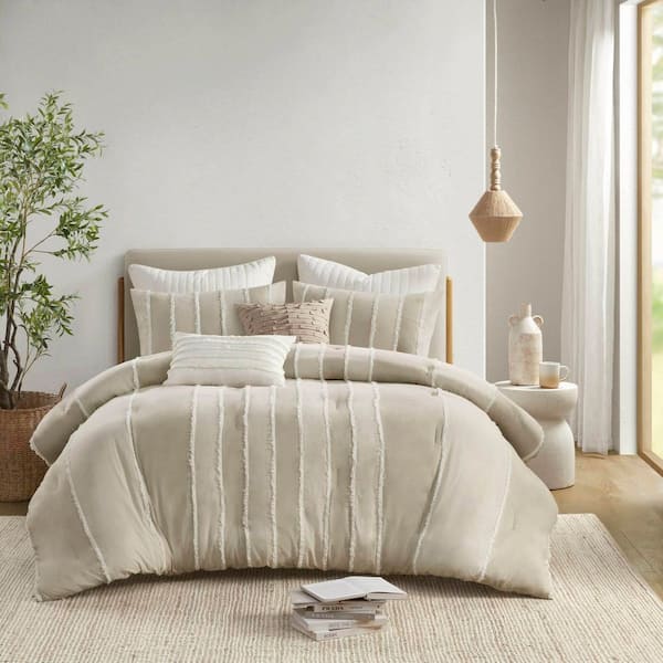 INK+IVY Shay 3-Piece Taupe Cotton Full/Queen Comforter Set