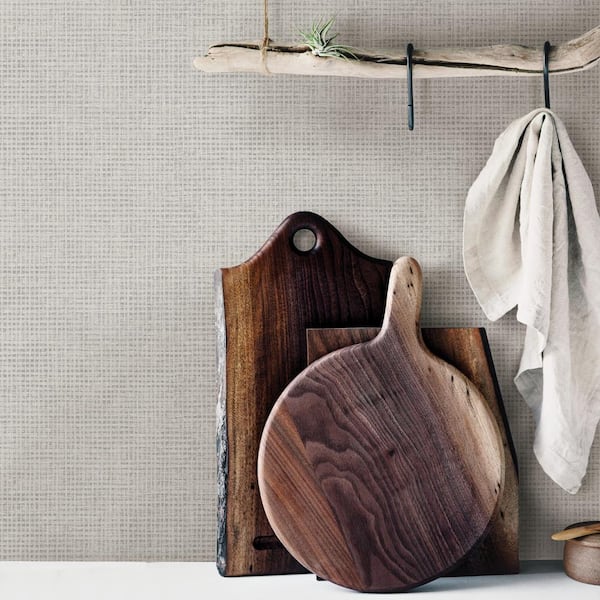 Nimmie Light Grey Basketweave Wallpaper Sample