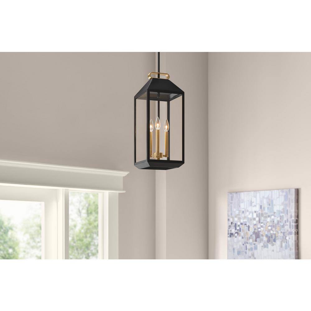 Henwick 9 in. W 3-Light Lantern Pendant Light Matte Black Finish Clear Glass price history on PriceWatchPro