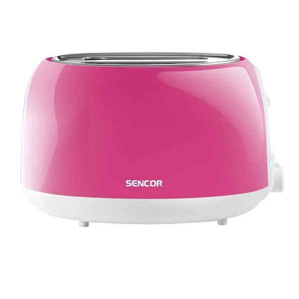 Sencor 2-Slice Solid Pink Toaster with Crumb Tray and Automatic Shut-Off