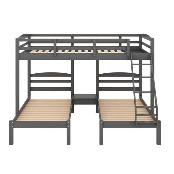 Utopia 4niture Cherry Gray Triple Bunk Bed HASM000234AAE-1 - The Home Depot