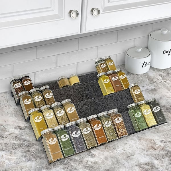 Adjustable Expandable Acrylic Spice Rack Tray 4 Tier Spice Drawer