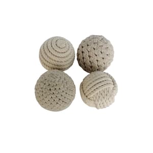 Cream Handmade Jute Rope Decorative Ball Orbs & Vase Filler with Varying Designs (4- Pack)