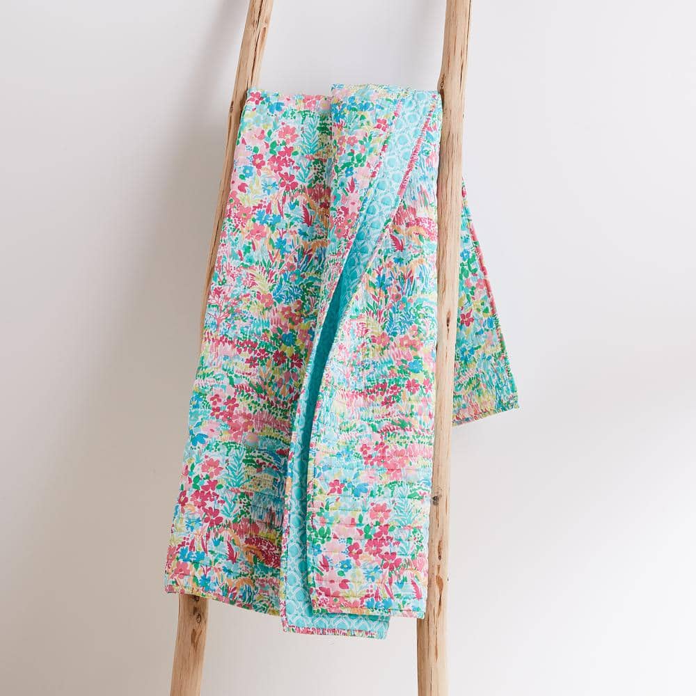 Karolynna Floral Reversible Cotton Quilted Throw 50x60in