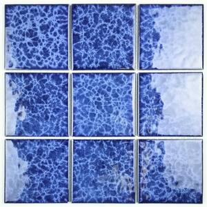 Monet Blue Square Mosaic 4 in. x 4 in. Glossy Porcelain Wall & Pool Tile (216 Sq. Ft./Pallet)