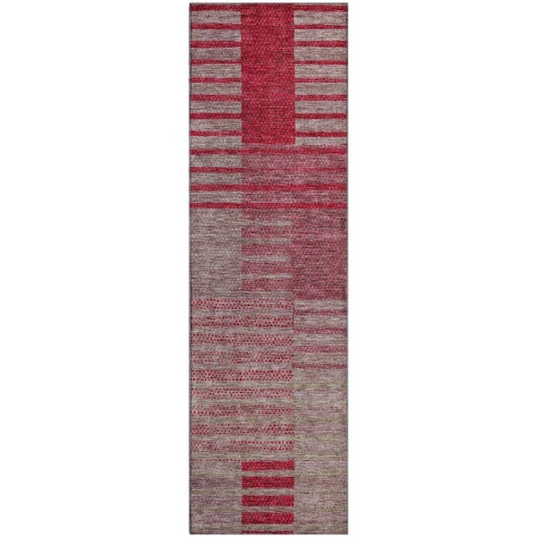 Mayfield Premium Machine Washable Abstract AMF954 Garnet 2 ft. 3 in. x 7 ft. 6 in. Runner Rug