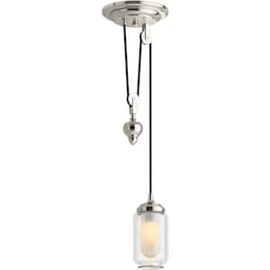 Artifacts 1-Light Polished Nickel Adjustable Pendant with Shades