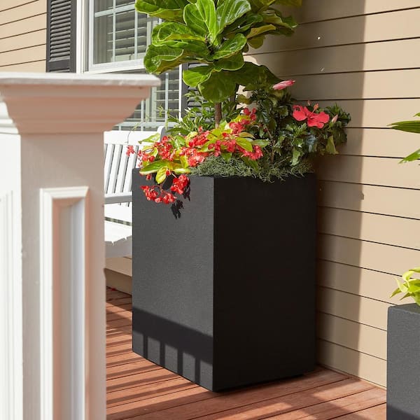 Cozumel Column 23 in. x 30 in. Slate Gray Composite Planter