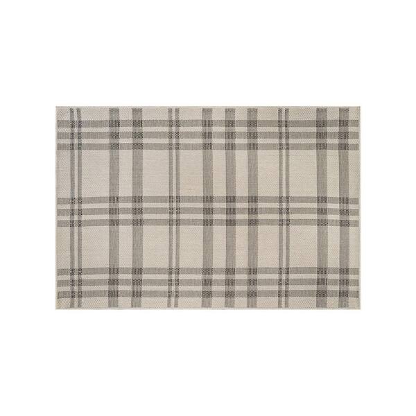 Coastal Gray/Beige 2 ft. x 3 ft. Plaid Washable Easy Jute Modern Indoor Outdoor Area Rug