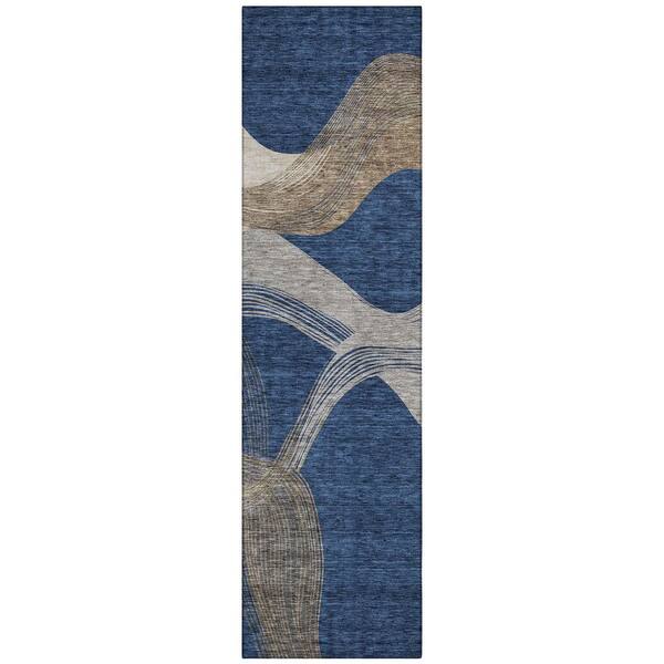 Chantille Machine Washable Indoor/Outdoor Abstract ACN3057 Navy 2 ft. x 7 ft. Runner Rug