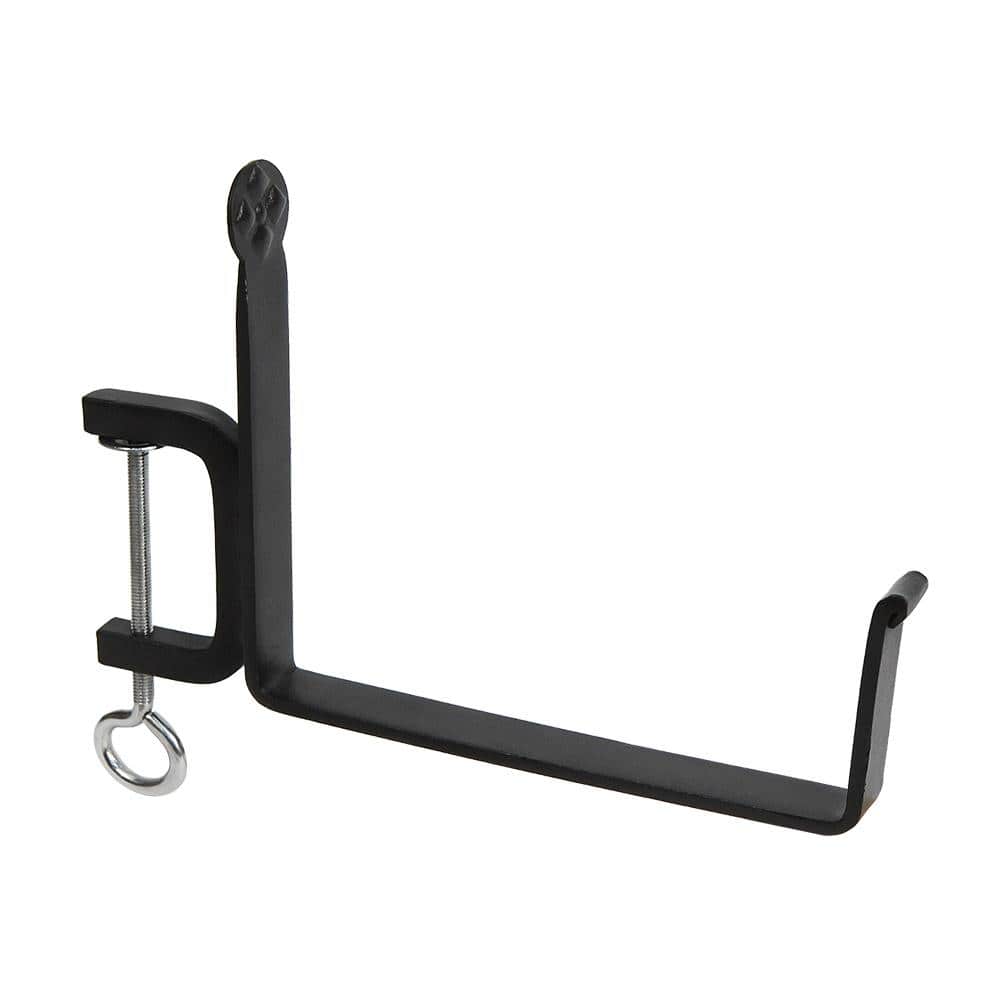 Black Wrought Iron Clamp-On Flower Box Brackets
