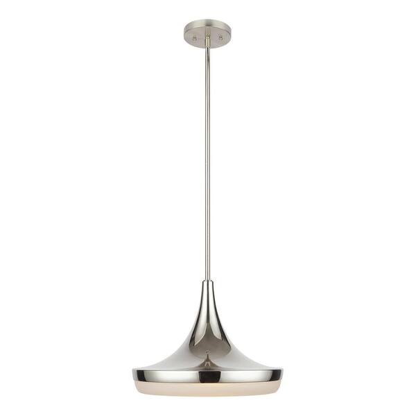 Home Decorators Collection 40-Watt Equivalent 14 in. Polished Nickel Integrated LED Mini-Pendant