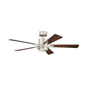 Lucian Elite 52 in. Indoor Brushed Nickel Downrod Mount Ceiling Fan with Integrated LED with Wall Control Included