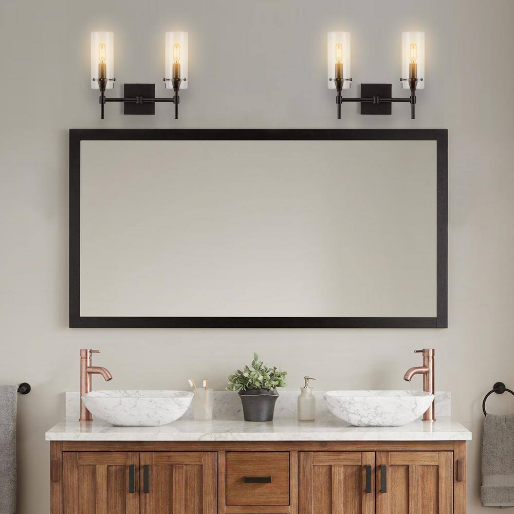 Cato Modern 13.5" Oil-Rubbed Bronze LED Vanity Light with Clear Glass