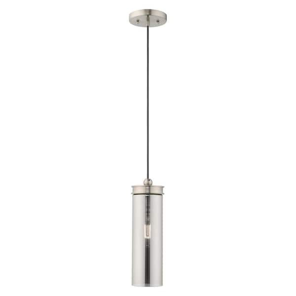 AVIANCE LIGHTING Biddleford 1-Light Brushed Nickel Mini Pendant with Smoke Glass