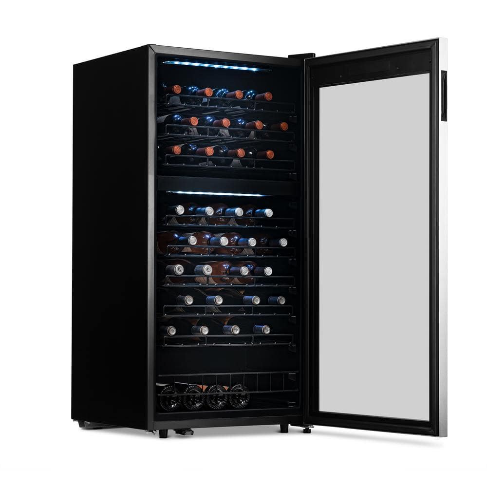 Newair 76 Bottle Stainless Steel Dual Zone Freestanding Wine Fridge
