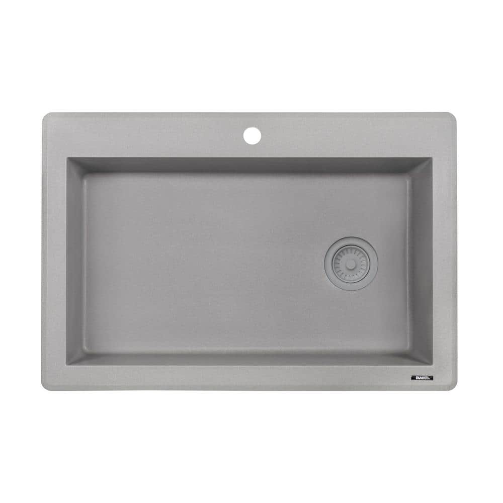 Urban Gray 33 x 22 Inch Granite Composite Drop-In Single Bowl Kitchen Sink