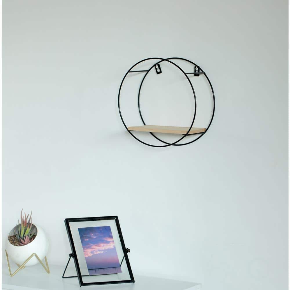 Brown Wood and Metal Wall Mount Floating Shelf