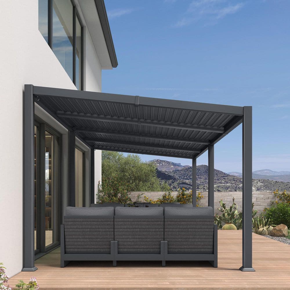 PURPLE LEAF 11 ft. x 18 ft. Grey Aluminum Outdoor Sloping Roof