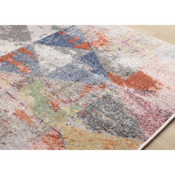 Solenne Collections 5 ft. x 8 ft. Grey Geometric;Distressed Indoor Area Rug