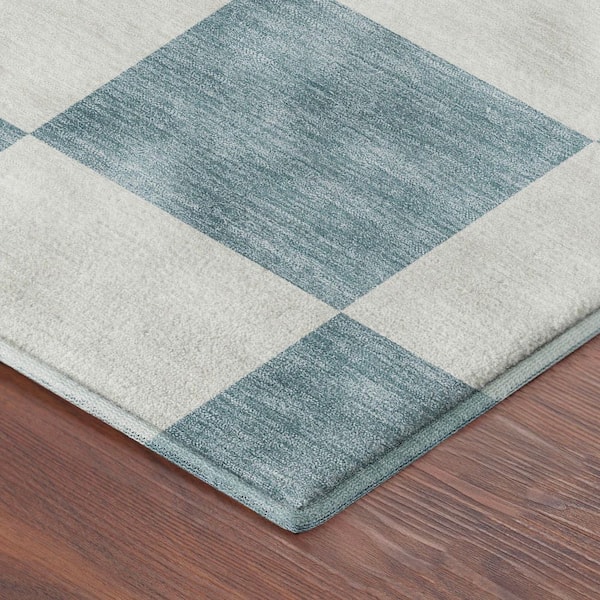 Mayfield Premium Machine Washable Abstract AMF2345 Teal 5 ft. x 7 ft. 6 in. Area Rug