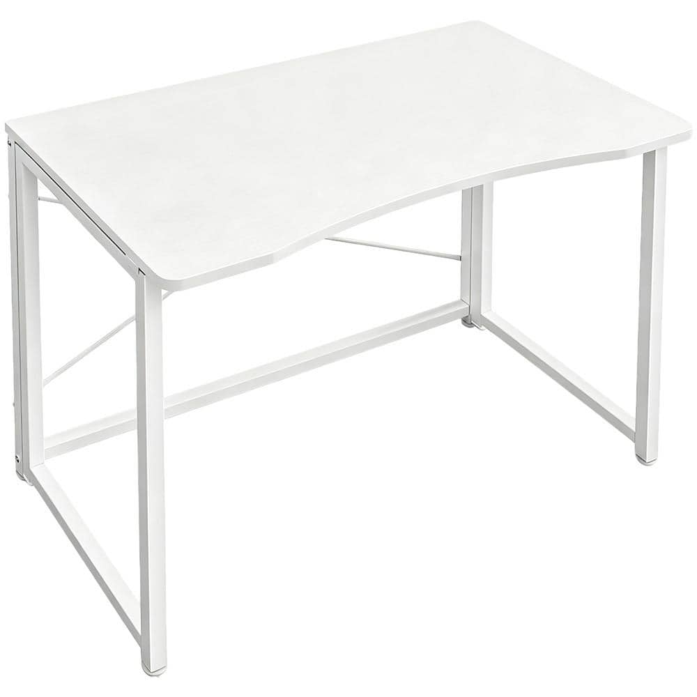 31.5 in. W White Metal Folding Computer Desk for Small Spaces