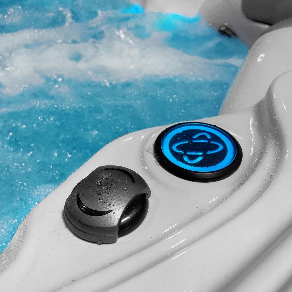 Gloss White and Grey 5-Person Rectangle Electric Hot Tub