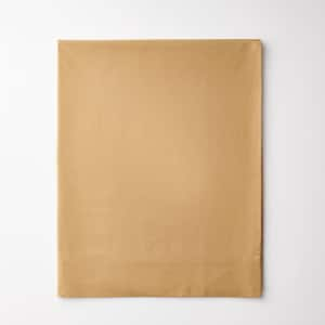 Company Cotton Butterscotch Solid 300-Thread Count Cotton Percale Full Flat Sheet