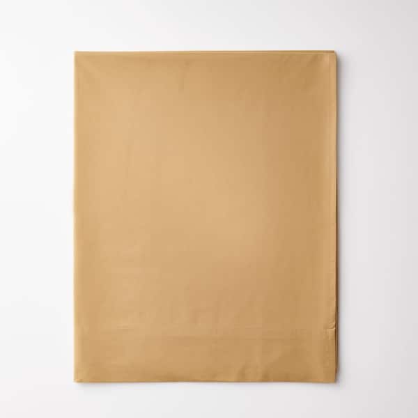 The Company Store Company Cotton Butterscotch Solid 300-Thread Count Cotton Percale Twin/Twin XL Flat Sheet