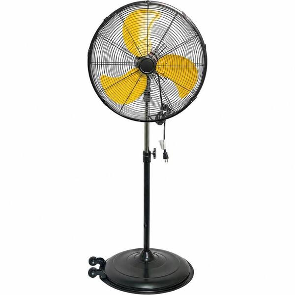 20 in. 3-Speeds High Velocity Oscillating Pedestal Fan in Yellow with 1/5 HP Powerful Motor, 5000 CFM