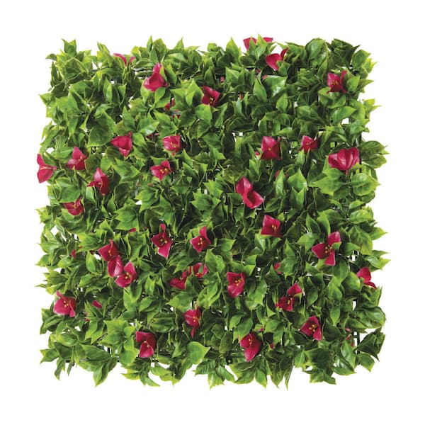 Artificial Fushia Bougainvillier Hedge 20 in. X 20 in.  Foliage Panel 12-Pieces
