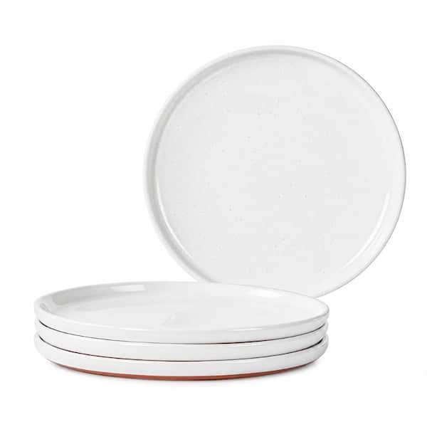 Ceramic Salad Plates Set of 4, 8 Inch Speckled Glaze with Clay-Tone Base, Microwave Oven Dishwasher Safe