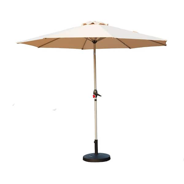 9 ft. Patio Umbrella, UV Protection Waterproof Market Sun Umbrella with Push Button Tilt and Crank, 8 Sturdy Ribs, Beige