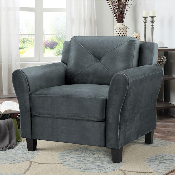 Harvard Dark Grey Microfiber with Round Arm Chair