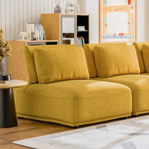 Fairwind 37 in. Armless Chenille Rectangle Modular Extendable Back Sofa in Yellow - Armless Chair