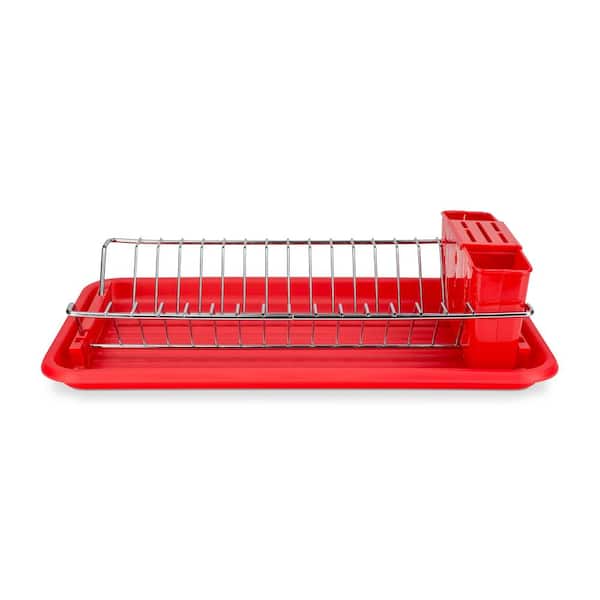 Home Basics Compact Red Dish Rack