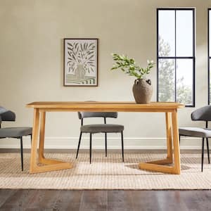 Modern Natural Solid Wood 70 in. Sled Dining Table with Geometric Leg Design (Seats 6)