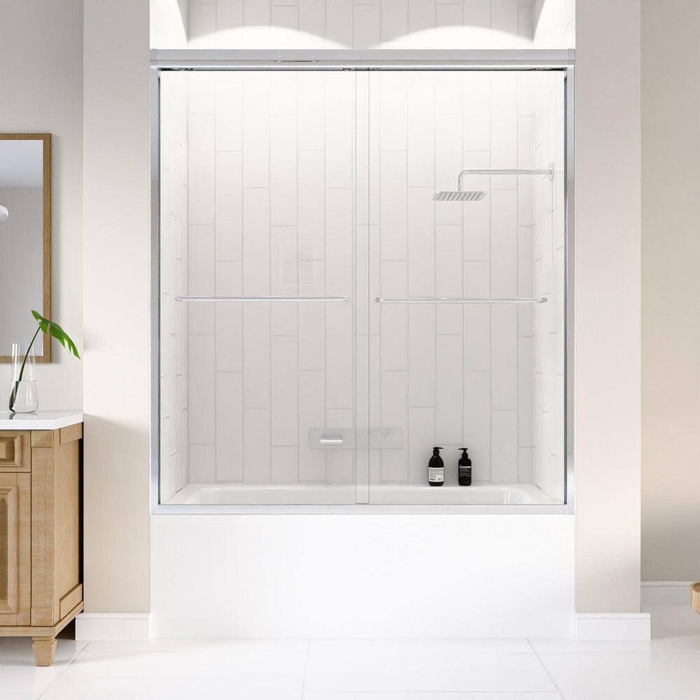 60 in. W x 60 in. H Double Sliding Framed Tub Door in Chrome with SGCC 1/4 in. (6 mm) Tempered Clear Glass price history on PriceWatchPro
