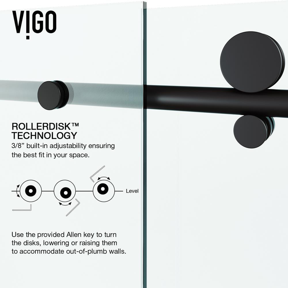 Elan E-Class 64" Matte Black Frameless Sliding Shower Door