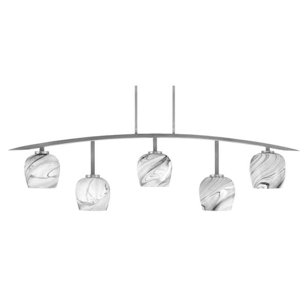 Unbranded Siena 5-Light Graphite Billiard-Light with Onyx Swirl Glass Shades