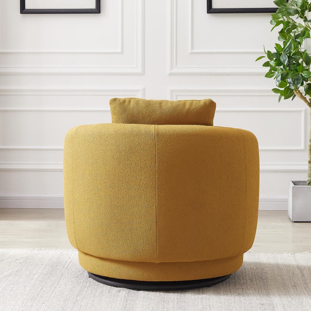 Mid-Century Modern Dark Yellow Microfiber Barrel Accent Chair