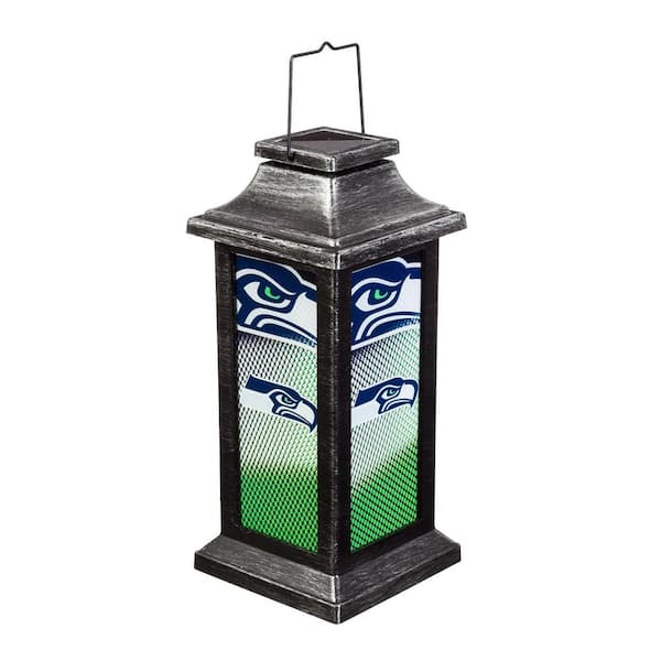 Evergreen Seattle Seahawks 10 in. Indoor/Outdoor Solar LED Garden Lantern