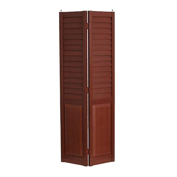 Home Fashion Technologies 18 in. x 80 in. 3 in. Louver/Panel Cherry PVC Composite Interior Bi-fold Door