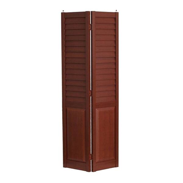Home Fashion Technologies 24 in. x 80 in. 3 in. Louver/Panel Cherry PVC Composite Interior Bi-fold Door