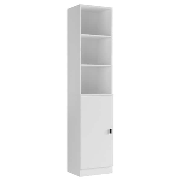 FUFU&GAGA 15.7 in. W x 11.5 in. D x 70.9 in. H White Wood Quick Assemble Base Kitchen Cabinet with Doors