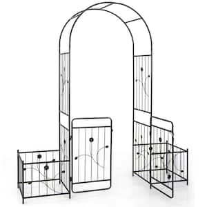 87 in. Garden Trellis with Lockable Gate Side Planters