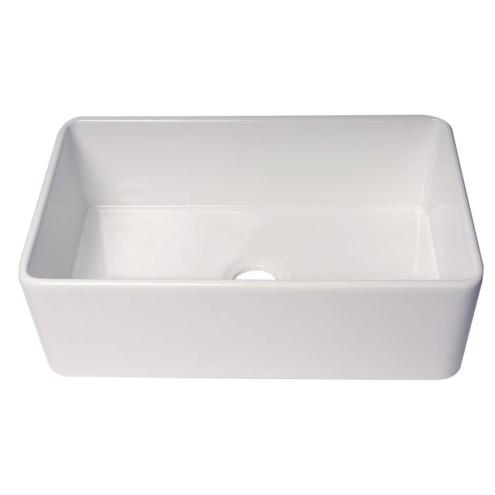 30'' White Fireclay Farmhouse Drop-In Kitchen Sink